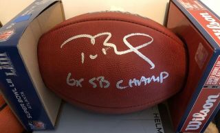 Tom Brady Auto Autographed Sb53 Football Inscribed “6x Sb Champ” Patriots
