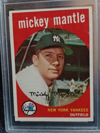 1959 Topps Mickey Mantle 10 Baseball Card PSA 7 GOOD CENTERING 2