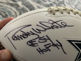 Randy White Signed Autographed Dallas Cowboys Logo Football With Hof Inscr
