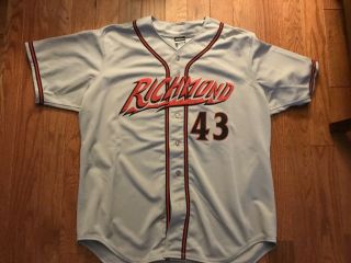 Sf Giants Richmond Flying Squirrels Game Worn Road 43 Jersey Sewn Size 52