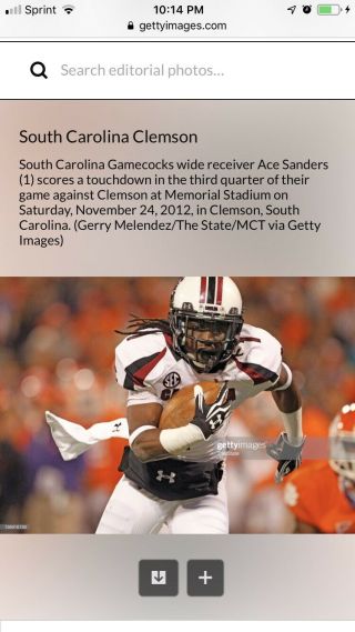 Ace Sanders 1 South Carolina Gamecocks Game Jersey 2012 Vs Clemson Td 9