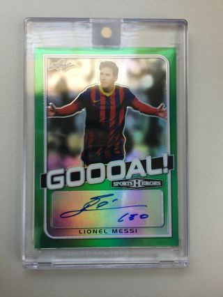 Lionel Messi 1/1 2018 Leaf Metal Sports Heroes Green Refractor Auto Signed Card