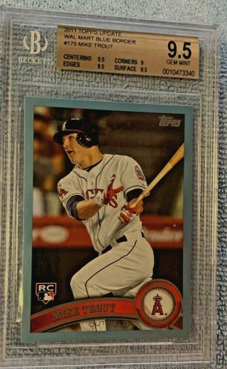 2011 Topps Us175 Update Mike Trout Walmart Blue Border Gem Rc Rookie Rare
