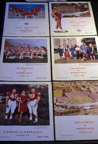 1965 Nebraska Cornhuskers Vintage Football Program Ex - Complete Set Of 6