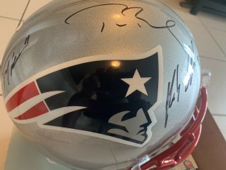 England Patriots Pro Line Helmet Signed By Brady/edelman/gronk