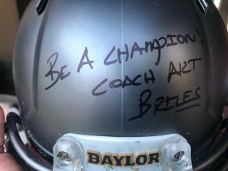 Game Worn NCAA helmet Baylor Bears signed by Coach Art Briles with certificate. 4