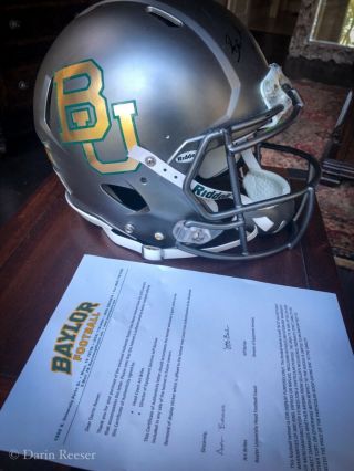 Game Worn NCAA helmet Baylor Bears signed by Coach Art Briles with certificate. 6