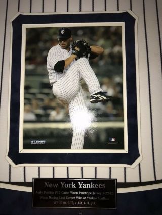 Andy Pettitte GAME WORN Signed Framed Yankees Jersey Last Career Home Win 3