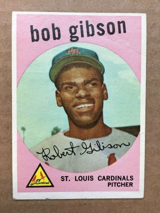 1959 Topps 514 Bob Gibson Rookie Baseball Card St.  Louis Cardinals F/vg Rf1