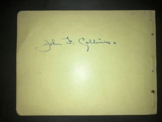 1919 Black Sox: John " Shano " Collins,  Signed Album Page,  D.  1955