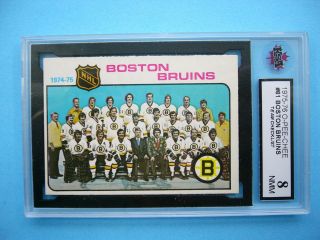 1975/76 O - Pee - Chee Nhl Hockey Card 81 Boston Bruins Checklist Ksa 8 Nm/mt Opc
