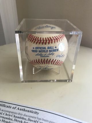 1999 York Yankees World Series Team Signed Autograph Baseball Jeter /250