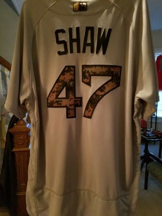 Game Jersey Travis Shaw Red Sox Memorial Day 2016