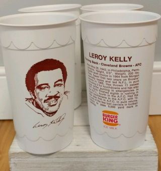 1970s NFL Leroy Kelly Cleveland Browns Burger King Cup Set 4x Ice Milk RARE 3