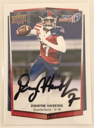 Dwayne Haskins Autographed Washington Redskins Upper Deck High School Card Jsa