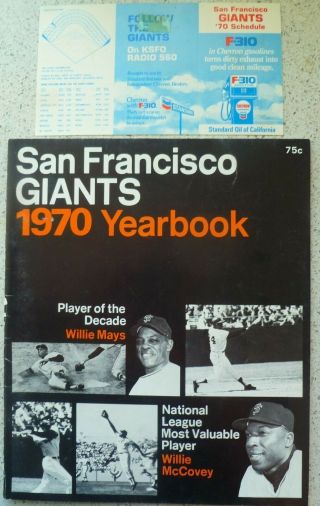 1970 San Francisco Giants Yearbook And Pocket Schedule