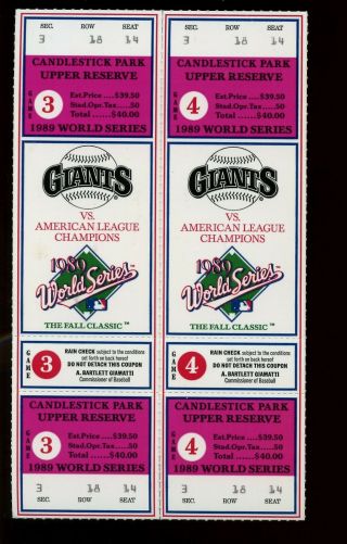 1989 World Series Full Tickets A 