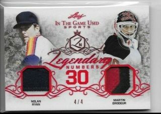 2019 Leaf In The Game Sports Nolan Ryan Martin Brodeur Jersey Patch 4/4
