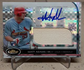 2012 Topps Finest Matt Adams Autograph Rookie Bat Relic X - Fractor /299 