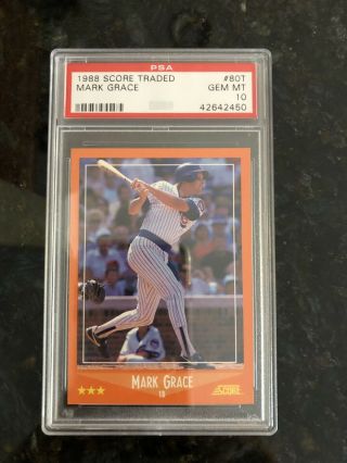 1988 Score Traded 80t Mark Grace Rookie Chicago Cubs,  Psa 10 Gem