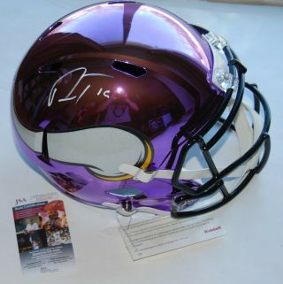 Adam Thielen Signed (minnesota Vikings) Full Size Chrome Helmet Proof Jsa