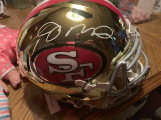 Joe Montana Signed Chrome San Francisco 49ers Football Helmet Autograph Goat Mvp
