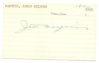 Jim Marquis Autograph 3x5 Yankees 1925 D - 92 Ex