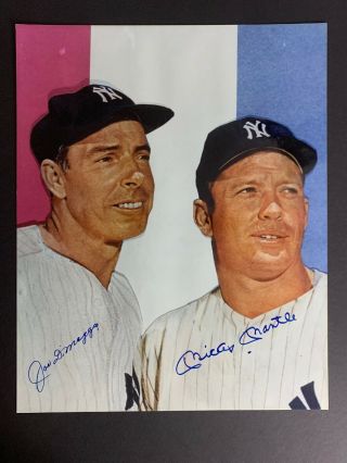 Mickey Mantle & Joe Dimaggio Signed Autographed 16x20 Photograph