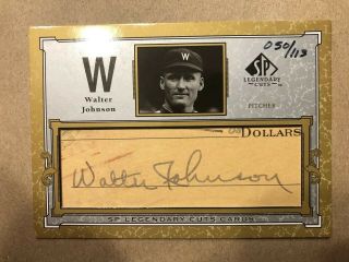 Walter Johnson 2001 Sp Legendary Cuts Autograph 050/113 Hof Signature