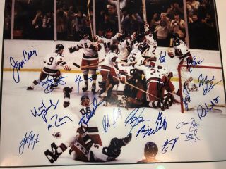 1980 Usa Olympic Hockey Team Miracle On Ice Signed Framed 20x15.  5 Photo 20 Sigs
