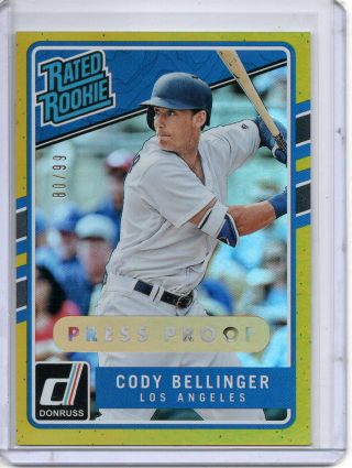 Cody Bellinger Rc 2017 Donruss Rated Rookie Gold Press Proof /99 Sp Dodgers