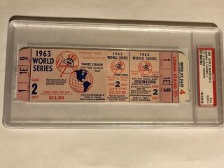 1963 World Series Game 2 Full Ticket Dodgers Yankees Psa Good 2