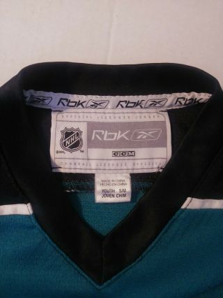 Child Youth Size S/M Reebok Made NHL Jersey San Jose Sharks Hockey Licenced Bite 2