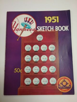 1951 York Yankees Sketch Book (yearbook) 1st Year Mantle,  Last Dimaggio