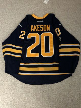 Jason Akeson 16/17 Buffalo Sabres Game Issued Jersey Nhl 100 Patch