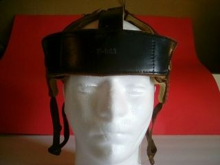 Antique vintage leather 6 top strap hockey helmet 2