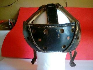 Antique vintage leather 6 top strap hockey helmet 3