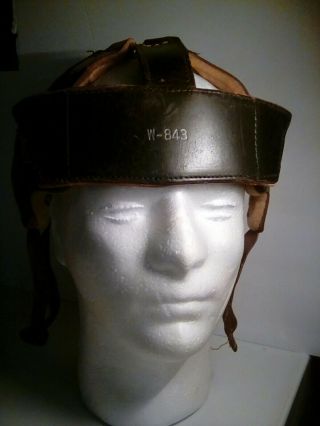 Antique vintage leather 6 top strap hockey helmet 7