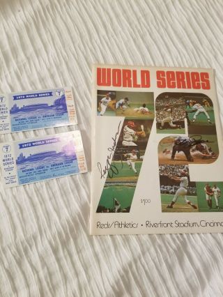 1972 World Series Program & Game 7 Stubs Autographed By Rose & Jackson Wow