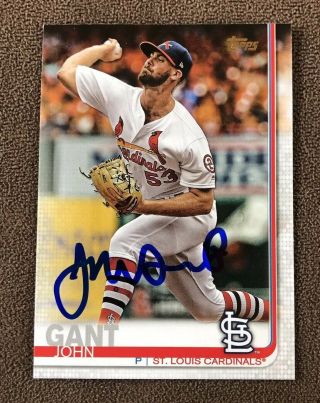 John Gant Signed 2019 Topps Series 2 Two Autographed Card Tough Auto Cardinals