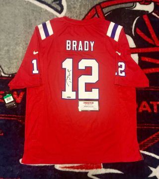 Tom Brady Signed Jersey Tristar Red Retro On - Field Xl Patriots W/ Tags Goat