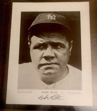 1943 Hand Signed Autographed “babe” Ruth B&w Photograph York Ny Baseball