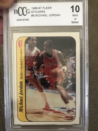 1986 Fleer 57 Michael Jordan RC Rookie KSA 10 And Jordan Rookie Sticker BCCG 10 3