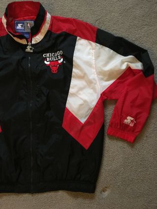 Vintage 1990’s Nba Chicago Bulls Windbreaker – Starter Brand Men’s Large Jacket