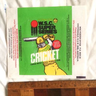Scanlens 1981 World Series Cricket Wax Bubble Gum Card Wrapper Vintage Wsc Exc