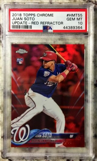 2018 Topps Chrome Update Juan Soto Red Refractor /25 Rookie Rc Psa 10