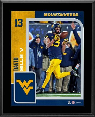 David Sills West Virginia Mountaineers 10.  5 " X 13 " Sublimated Player Plaque