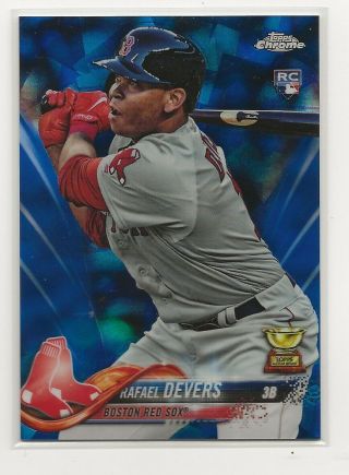 Rafael Devers 2018 Topps Chrome Sapphire Blue Refractor Rc 18 Red Sox