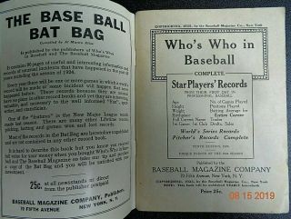 1925 WHO ' S WHO IN BASEBALL BOOK - DAZZY VANCE ON COVER - Orig.  Exc 6