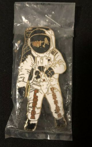 Little League Pin: White Cloisonné Astronaut With Wrinkle In Package.